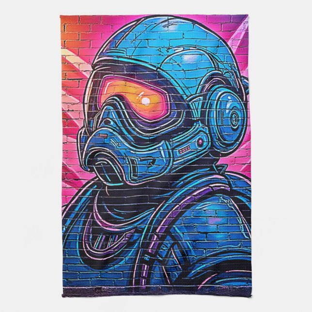 Paño De Cocina Astronauta Neon Cyberpunk (Vertical)