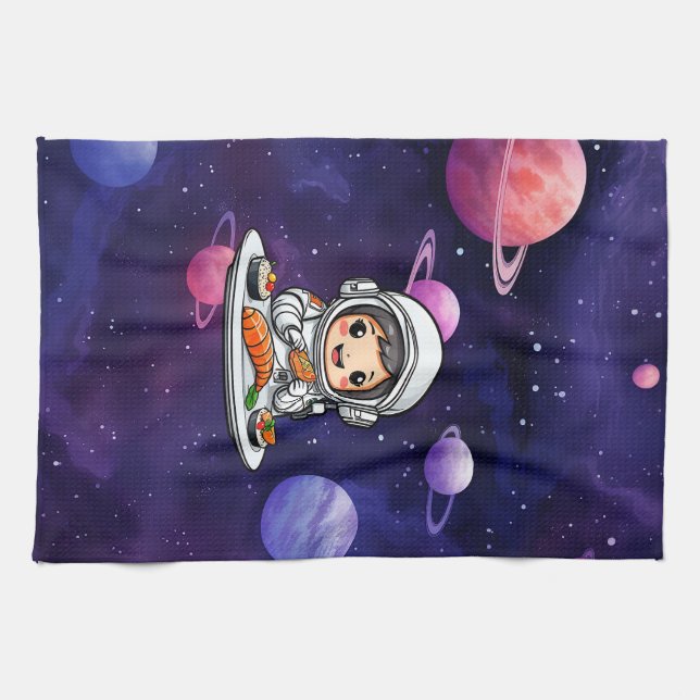 Paño De Cocina Astronautas comiendo sushi