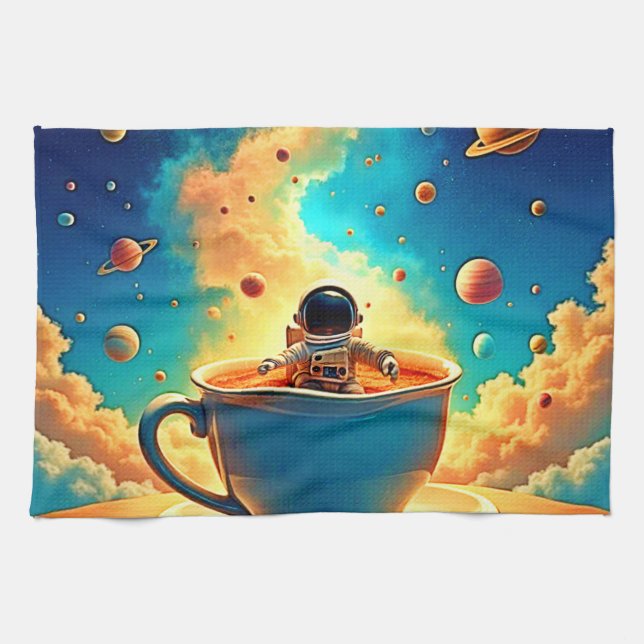 Paño De Cocina Astronaut's Coffee Cosmos Journey (Horizontal)