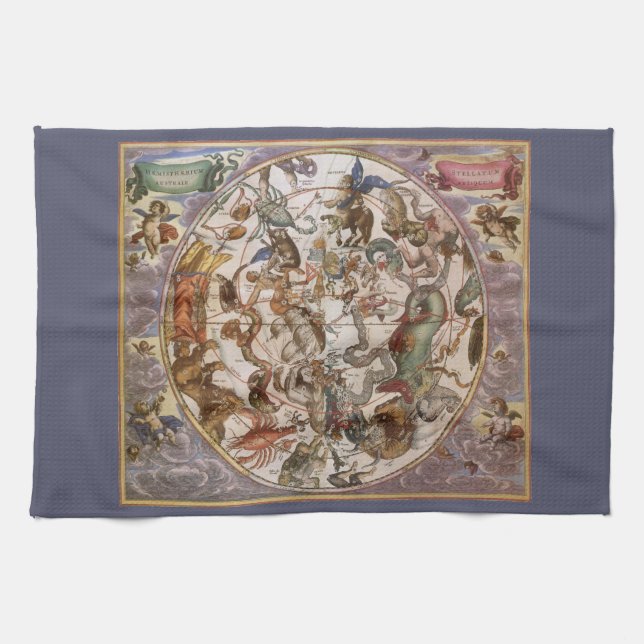 Paño De Cocina Astronomía de época, constelaciones del cielo meri (Horizontal)