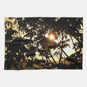 Paño De Cocina Atardecer a través de árboles en fotografía tropic
