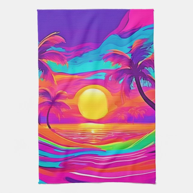 Paño De Cocina Atardecer Azul y Naranja (Vertical)