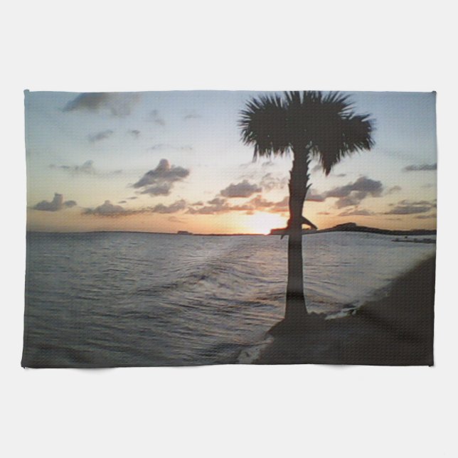 Paño De Cocina Atardecer En La Playa (Horizontal)