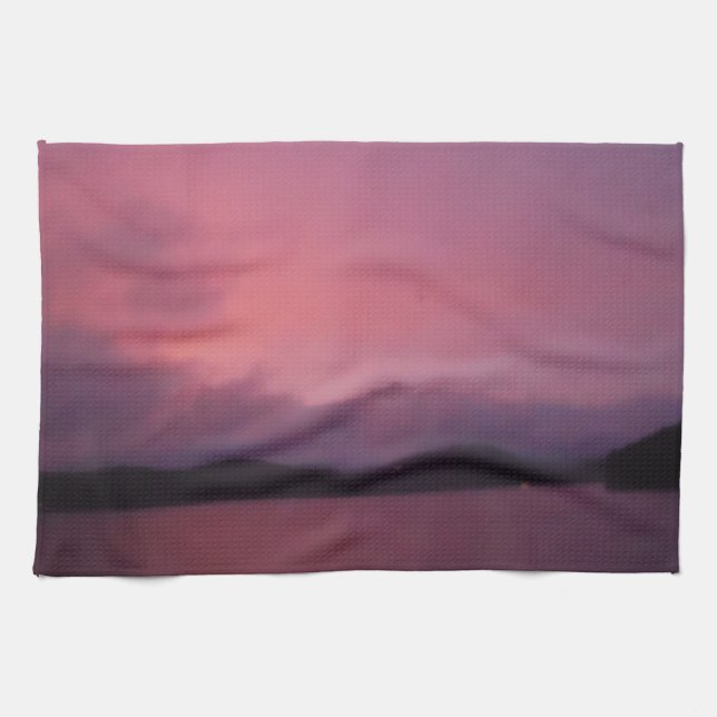 Paño De Cocina Atardecer morado en el lago Arrowhead (Horizontal)