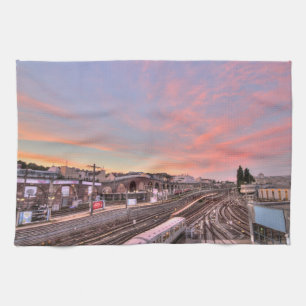 Paño De Cocina Atardecer sobre Spittelau, Viena Austria