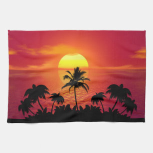 Paño De Cocina Atardecer Tropical