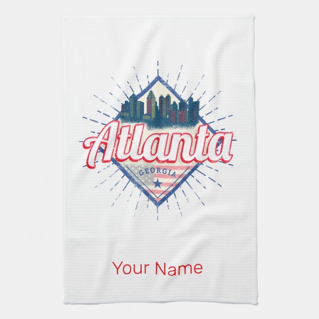 Paño De Cocina Atlanta Georgia Estados Unidos Retro Skyline (Vertical)
