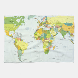 Paño De Cocina Atlas del País del Mapa Mundial
