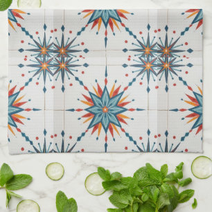 Paño De Cocina Atomic Starburst Retro Mediados de Siglo Moderno