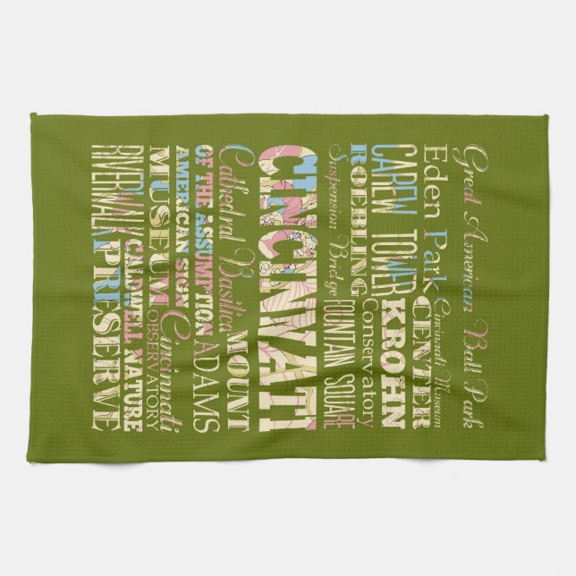 Paño De Cocina Atracciones y lugares famosos de Cincinnati, Ohio (Horizontal)