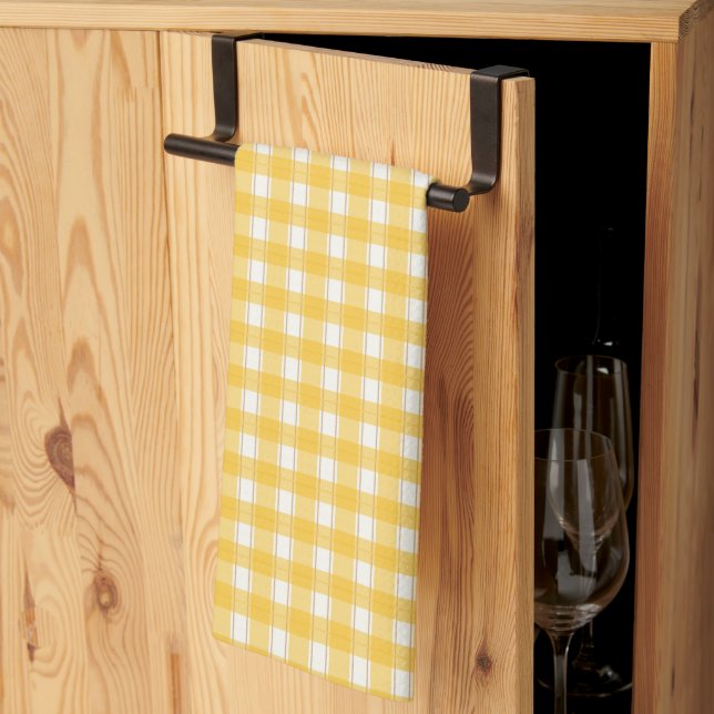 Paño De Cocina Atractivo Gingham Amarillo (Pliegue de tercios)