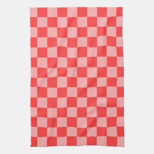 Paño De Cocina Atractivo tablero de ajedrez rojo y rosa