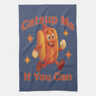 Paño De Cocina Atrápenme Si Puedes Comer Perro Caliente - Ketchup