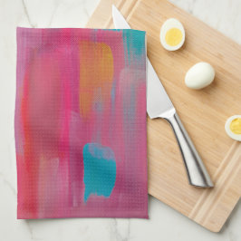 Paño De Cocina Audaz arte abstracto en rosa y azul
