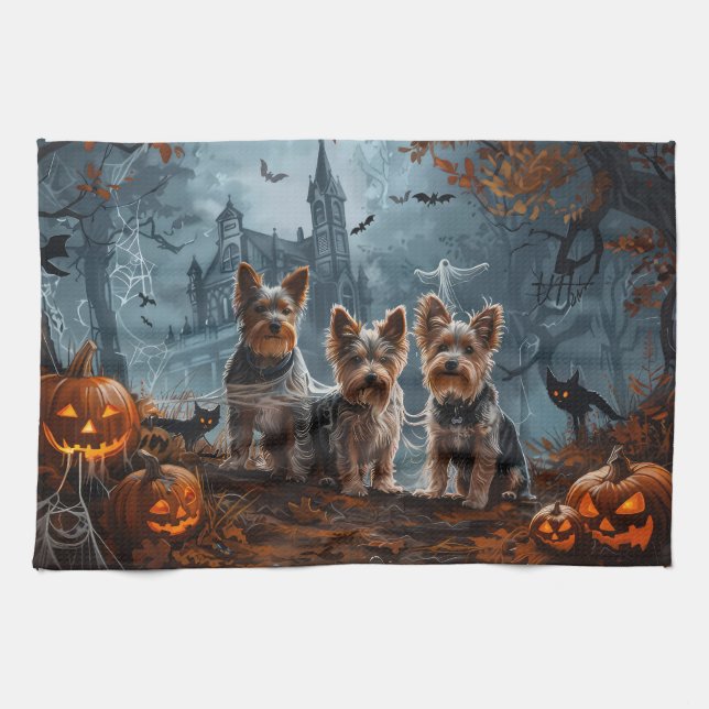 Paño De Cocina Australia Terrier Halloween Noche Doggy Delight (Horizontal)