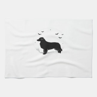 Paño De Cocina Australian Shepherd Dog � Halloween Moon Silhouett