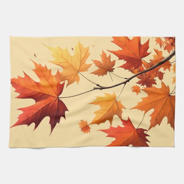 Paño De Cocina Authumn leaves Kitchen towel light yellow (Horizontal)