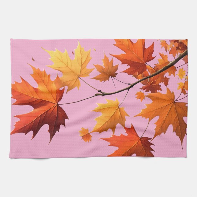 Paño De Cocina Authumn leaves Kitchen Towels pink (Horizontal)