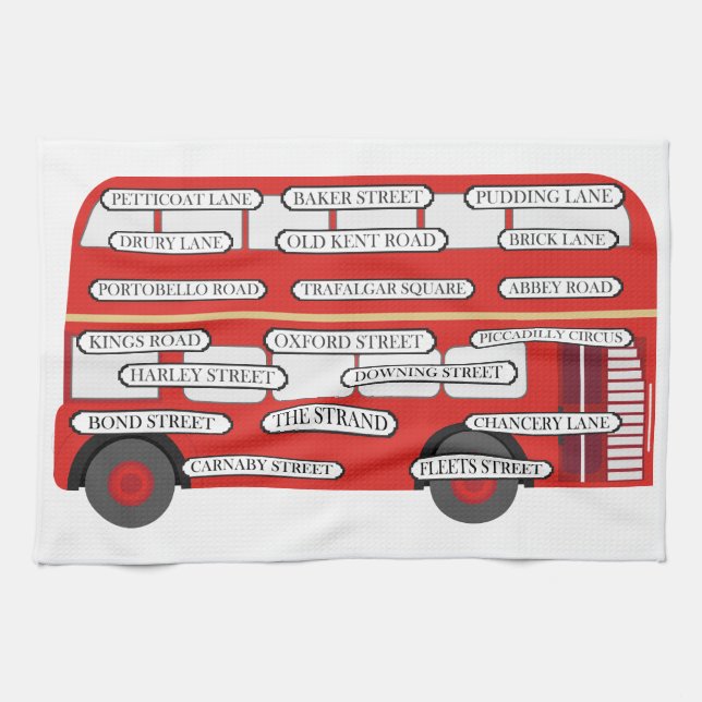 Paño De Cocina Autobús y nombres de calles famosas de Londres (Horizontal)
