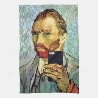 Paño De Cocina Autorretrato de Vincent Van Gogh con celular selfi