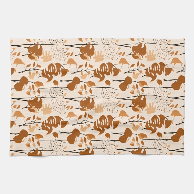 Paño De Cocina Autumn Botanical Leaves Minimalist  (Horizontal)