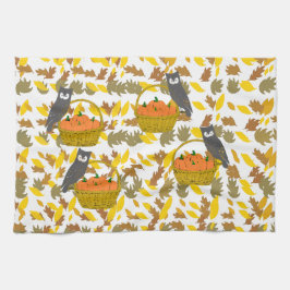Paño De Cocina Autumn Harvest Owl & Pumpkin Kitchen Towel