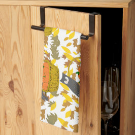 Paño De Cocina Autumn Harvest Owl & Pumpkin Kitchen Towel