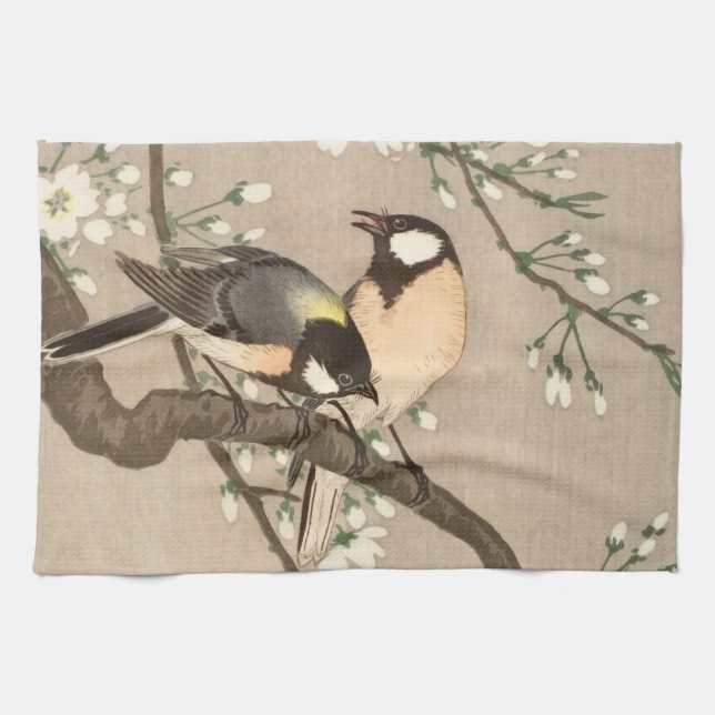 Paño De Cocina Ave del pájaro Koson de Asia (Horizontal)