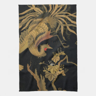 Paño De Cocina Ave dorado de gallo clásico japonés antiguo