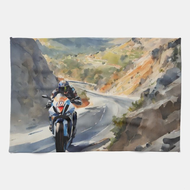 Paño De Cocina Aventura de alta velocidad en el vibrante paisaje  (Horizontal)