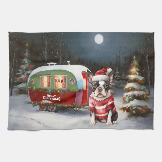 Paño De Cocina Aventura de los Navidades de la Caravana de Boston (Horizontal)