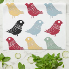 Paño De Cocina Aves abstractas retro a mediados del siglo moderno