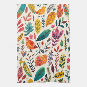 Paño De Cocina Aves acuarela boho – Artística inspiración en la n