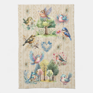 Paño De Cocina Aves alegres y adorables