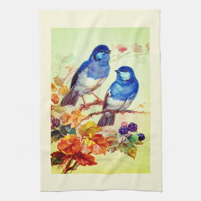 Paño De Cocina Aves azules (Vertical)