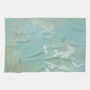 Paño De Cocina Aves blancas volando por el cielo azul