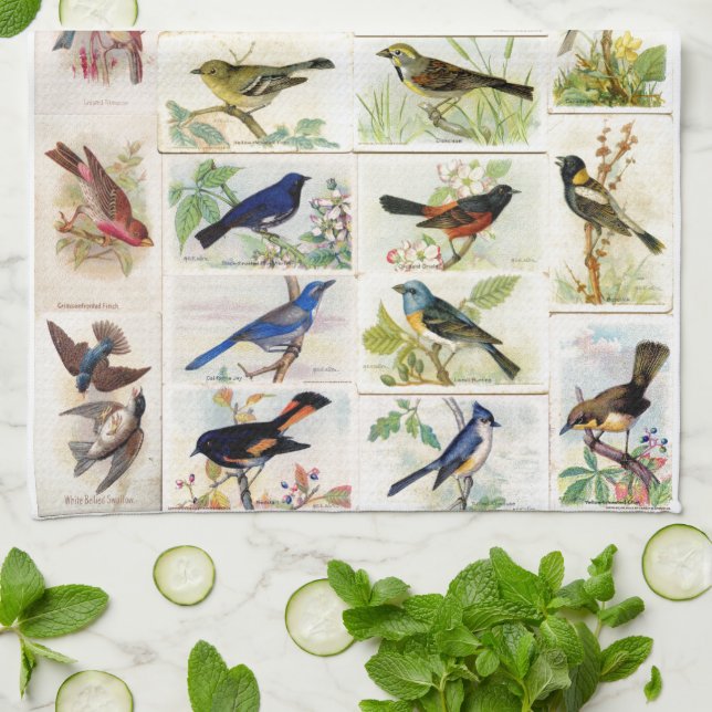 Paño De Cocina Aves de época (Doblado)