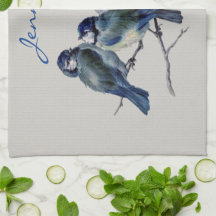 Aves Gris Azules Elegante Nombre Personalizado de