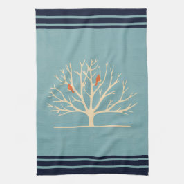 Paño De Cocina Aves Naranjas modernas en un gran Ilustracion arbo