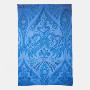 Paño De Cocina Aves pavos reales orientales azules