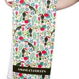 Paño De Cocina Aves tropicales toscanas Patrón de flores tropical