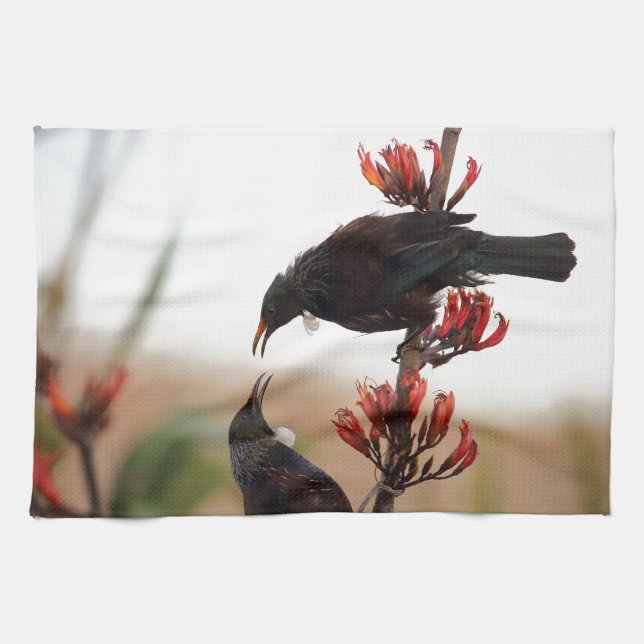 Paño De Cocina Aves tui en el lino de Nueva Zelanda (Horizontal)
