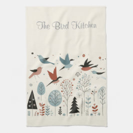 Paño De Cocina Aves y Bosque Nórdicos Personalizados