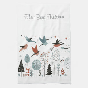 Paño De Cocina Aves y Bosque Nórdicos Personalizados