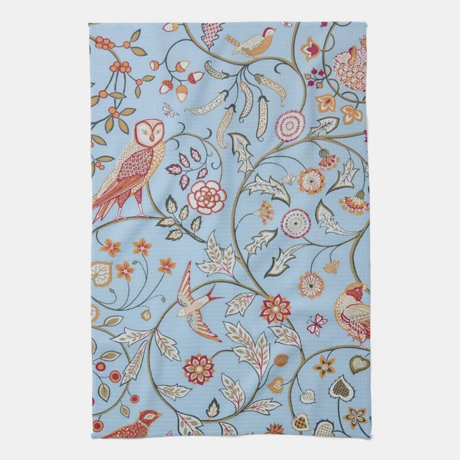 Paño De Cocina Aves y flores, William Morris (Vertical)