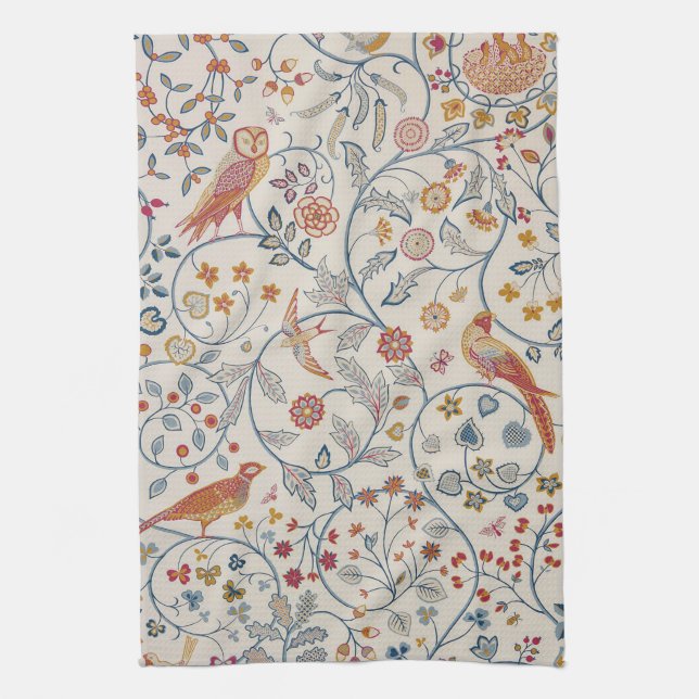 Paño De Cocina Aves y flores, William Morris (Vertical)