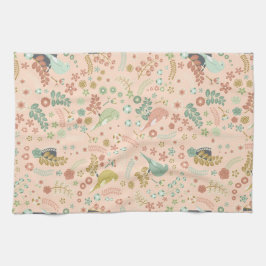 Paño De Cocina Aves y ramas de Shabby Pastel Salmon