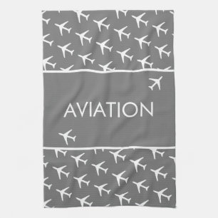 Paño De Cocina Aviación del piloto de aviones Funky White Plane