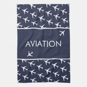 Paño De Cocina Aviación del piloto de aviones Funky White Plane