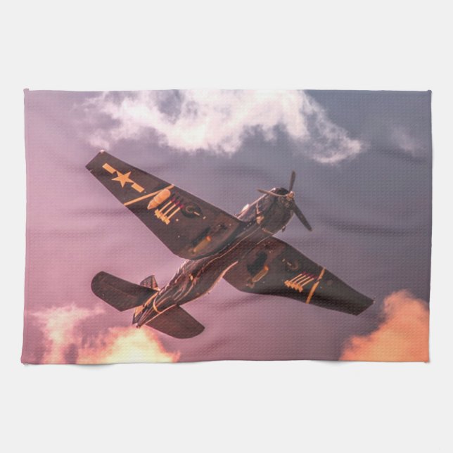 Paño De Cocina Avión de época hermoso cielo (Horizontal)